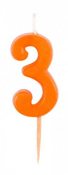 cijferkaars 3 wax 4,5 cm oranje