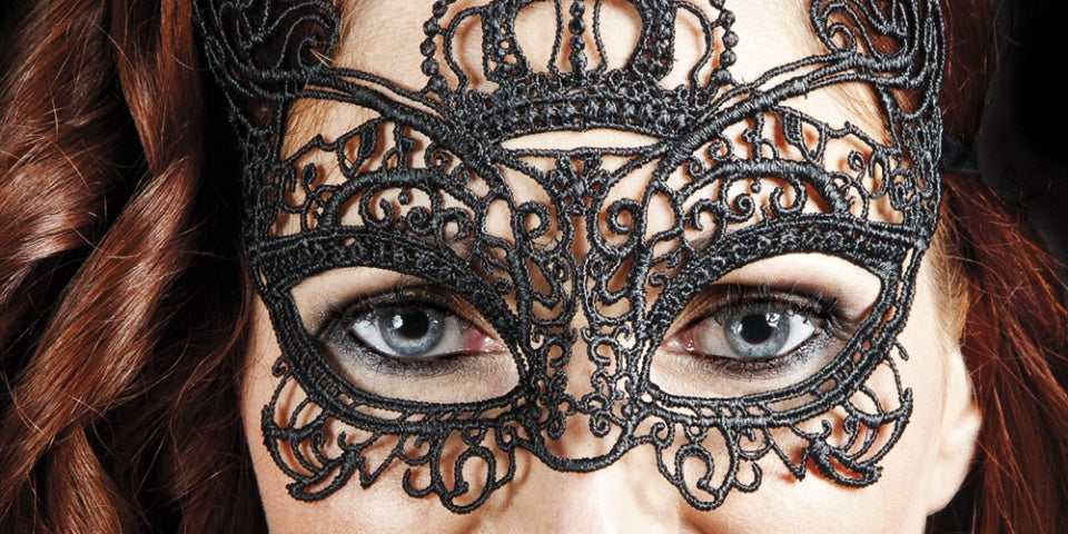 verkleedmasker Masquerade kroon dames zwart one size