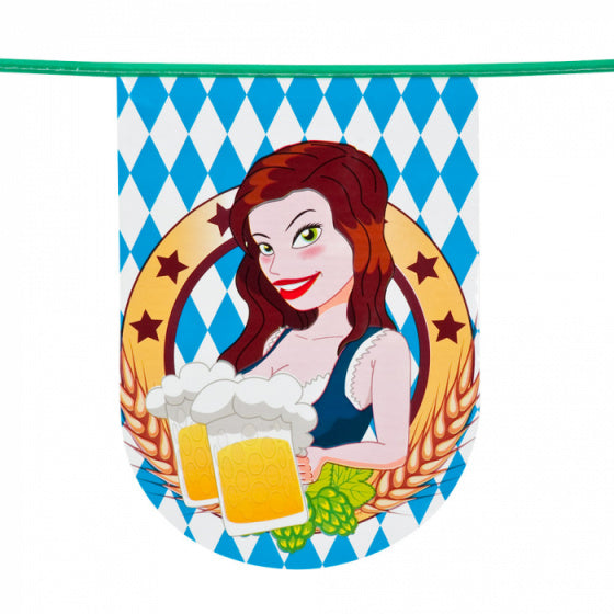 vlaggenlijn bierfeest 8 meter polyethyleen blauw/wit