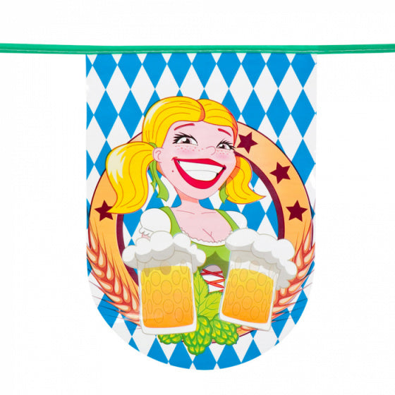 vlaggenlijn bierfeest 8 meter polyethyleen blauw/wit