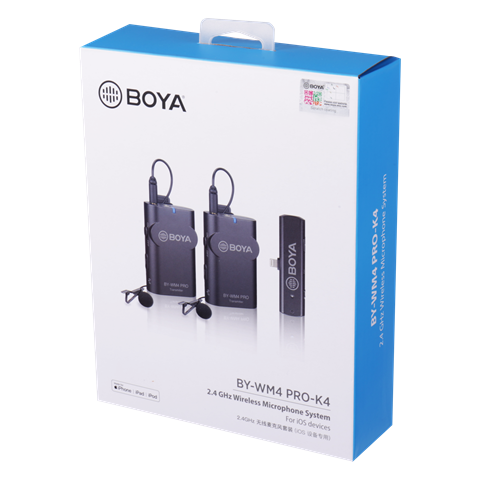 Boya 2.4 GHz Duo Lavalier Microfoon Draadloos BY-WM4 Pro-K4 voor iOS