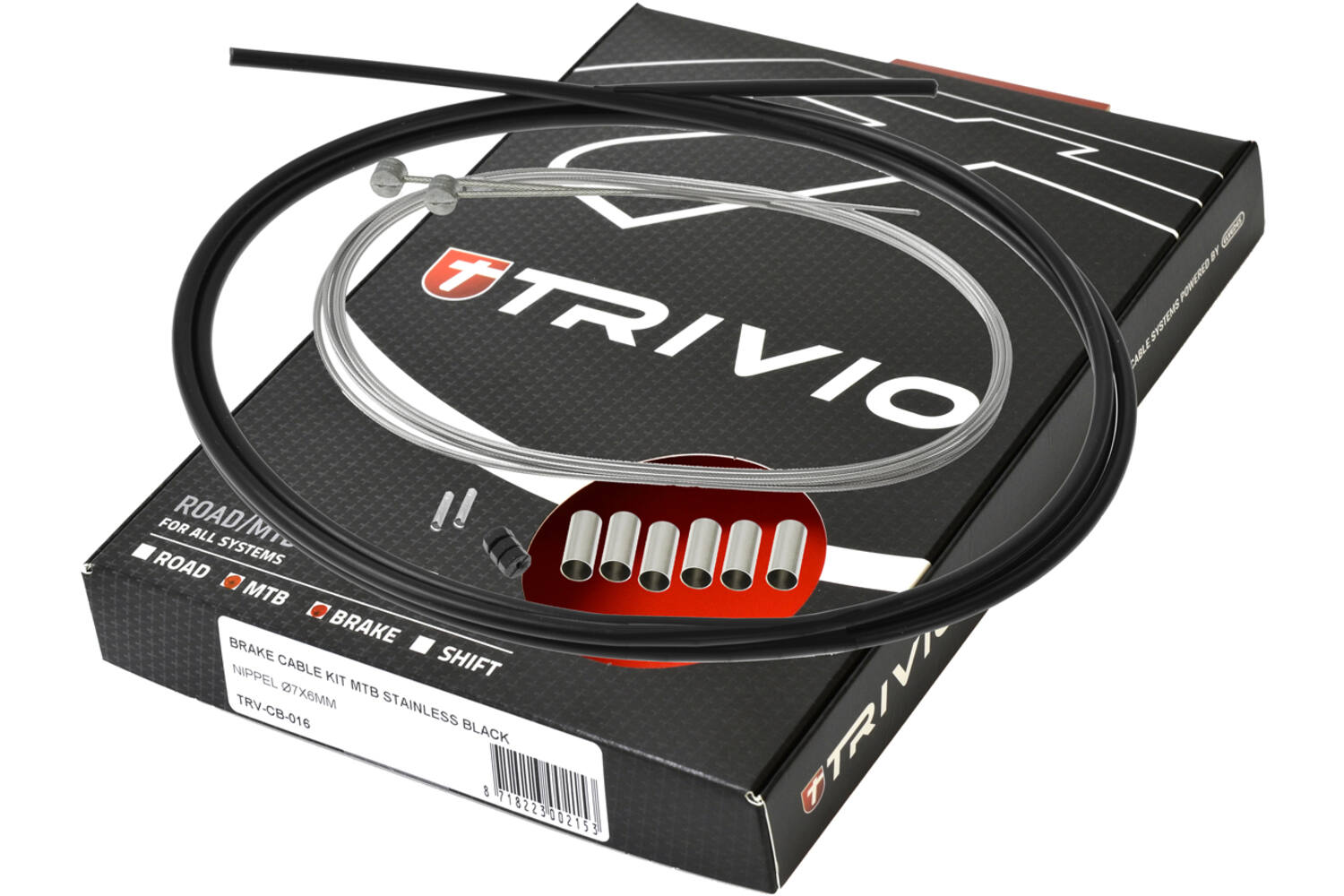 Trivio - mtb compleet remkabel kit rvs zwart