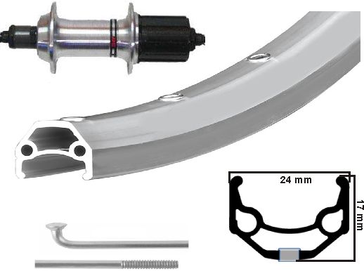 Kgs Achterwiel 28 inch (622) zac/rodi 19 zilver cassette 8/9 speed uitval