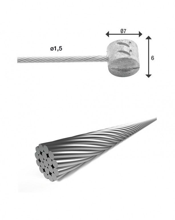 Shimano rvs binnenkabel ( voor ) rem ton 90 cm/ 900 mm bundel 50 stuks