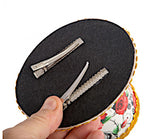 haarclip mini hoed 8 cm dames polyester wit/goud