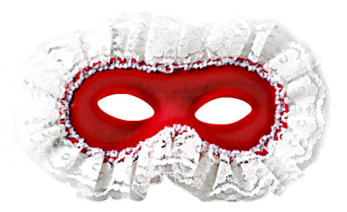 gezichtsmasker suède/textiel rood/wit