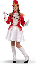 majorettepakje dames satijn wit/rood one-size