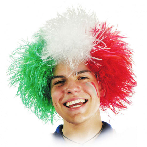 pruik afro Italië synthetisch groen/rood one-size