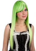 pruik steil dames synthetisch groen one-size