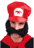 snor mario heren 30 cm synthetisch zwart