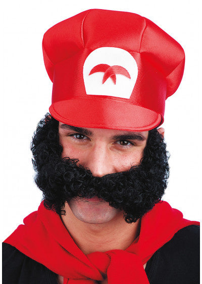 snor mario heren 30 cm synthetisch zwart