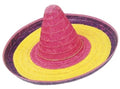 sombrero 50 cm stro paars/geel/roze