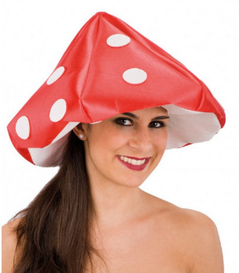 verkleedhoed paddenstoel rood/wit one-size