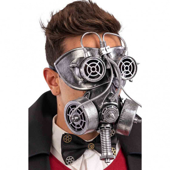 verkleedmasker Steampunk zilvergrijs one-size