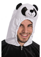 verkleedpak Panda heren fluweel zwart/wit