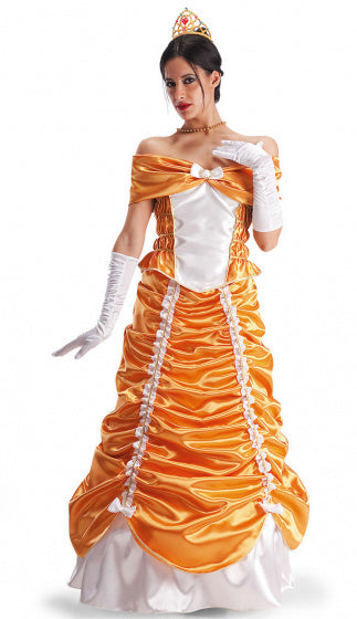 verkleedset Belle dames polyester oranje maat M