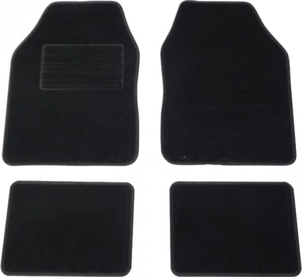 Carpoint mattenset malibu - 4 delig - 2 voormatten - 2 achtermatten - antislip onderkant - verstevigd hakstuk - afgezoomde randen - zwart