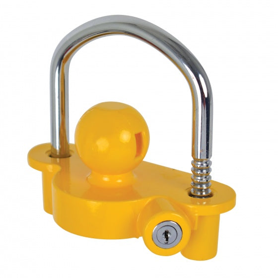 Carpoint koppelingsslot cilinderslot – 50 mm – staal – anti-diefstal – geel – voor aanhanger caravan – inclusief 2 sleutels