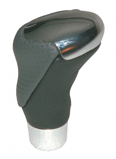 Carpoint pookknop chroom zwart-grijs leder