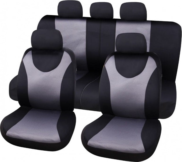 Carpoint stoelhoesset london 9-delig zwart grijs