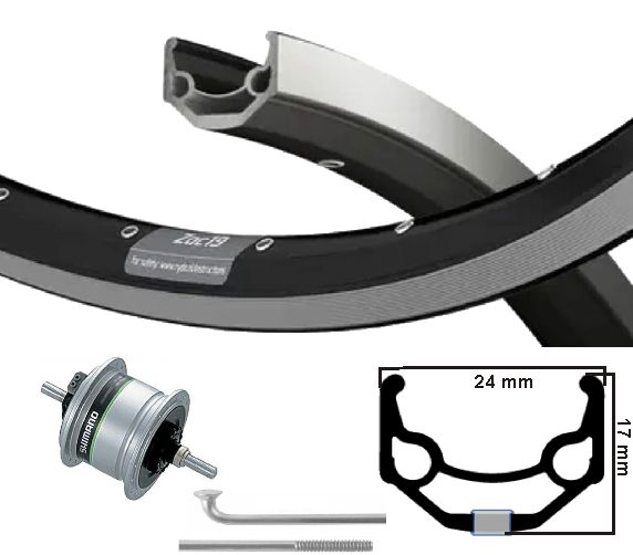 Kgs Voorwiel 28 inch (622) zac19 zw/zilv naafdyn.rb.brake 6v-2.4 w vast