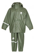 regenpak Basic junior polyester legergroen 2-delig mt 130