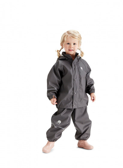 regenpak Basic junior polyester grijs 2-delig maat 110