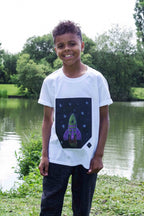 t-shirt Krijtbord junior katoen wit 3-4 jaar