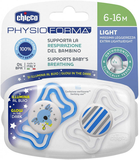 fopspeen koala/streep Physio Light blauw/wit 2 stuks