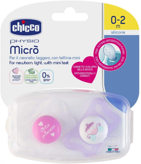 fopspeen kroon/koets Physio Micro roze/wit 2 stuks