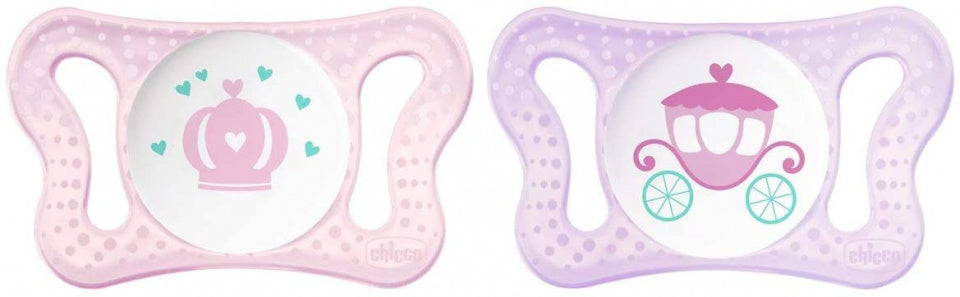 fopspeen kroon/koets Physio Micro roze/wit 2 stuks