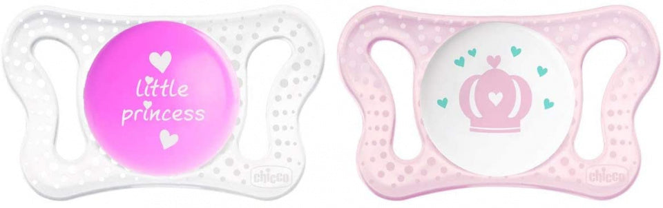 fopspeen kroon/prinses Physio Micro roze/wit 2 stuks