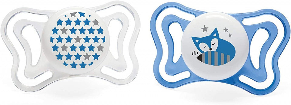 fopspeen Physio Forma junior siliconen wit/blauw 2 stuks