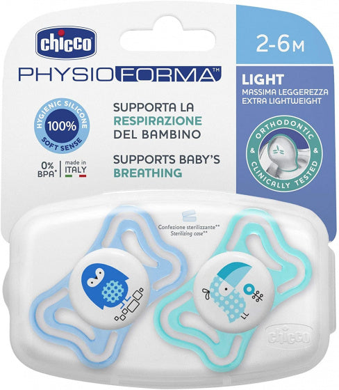 fopspeen Physio Light jongens siliconen blauw 2 stuks