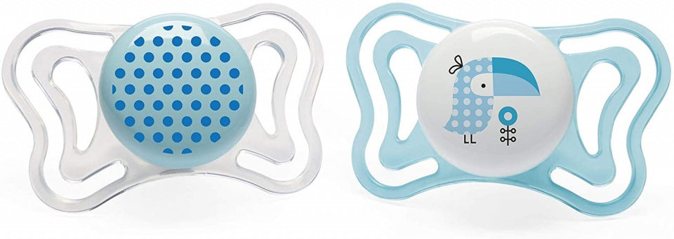 fopspeen Physio Light jongens siliconen blauw/wit 2 stuks