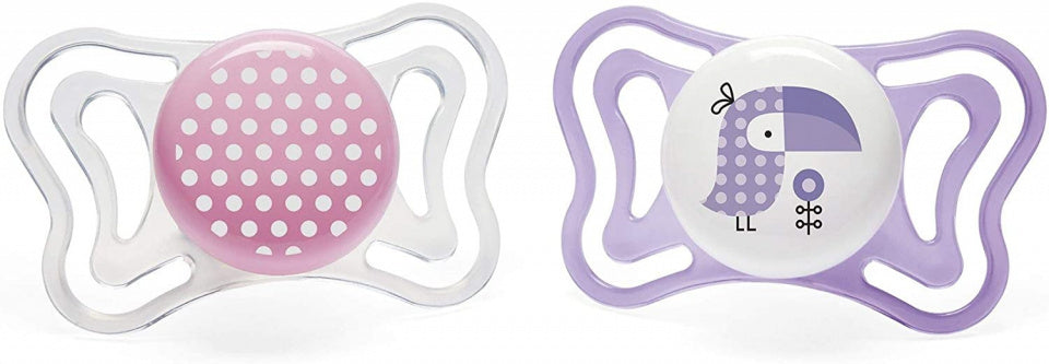 fopspeen Physio Light meisjes siliconen paars/roze 2 stuks