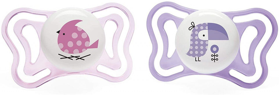 fopspeen Physio Light meisjes siliconen roze/paars 2 stuks