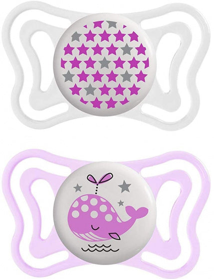 fopspeen Physio Light meisjes siliconen wit/roze 2 stuks