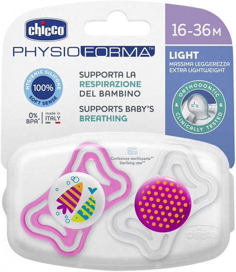 fopspenen Physio Forma meisjes siliconen roze/wit 2 stuks