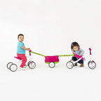 Chillafish loopfiets 1 jaar met aanhangwagen voor jongens en meisjes - vierwieler tot 3 jaar met opbergvak - roze - lichtgewicht loopauto - extra stabiel - stille anti slip banden voor binnen en buiten - model quadie trailer