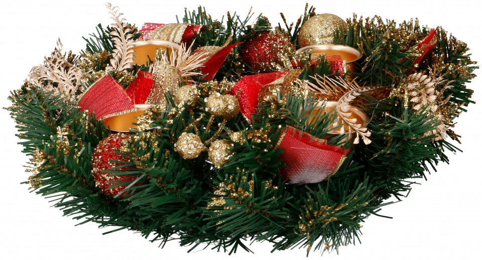 kerstkaarshouder Kerstballen 30 cm textiel groen