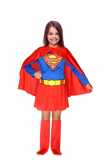 verkleedjurk Supergirl polyester blauw/rood 3-4 jaar