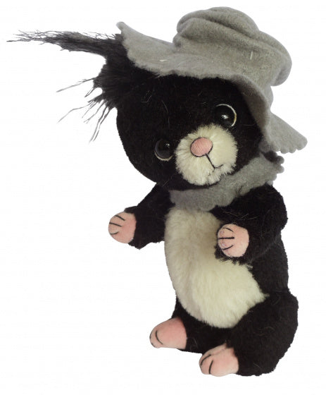 knuffelmol Manyo junior 13 cm pluche zwart/wit