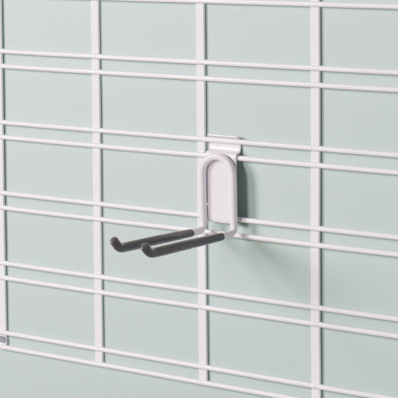 dubbele ophanghaak lang Walltech 16 cm staal wit