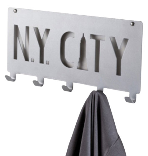 wandkapstok NY City 5 haken matgrijs