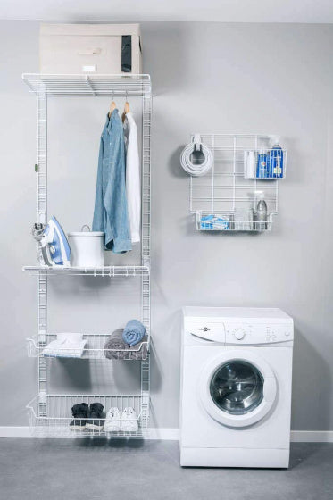 wandsysteem Walltech L keuken 207,6 cm staal wit 8-delig
