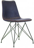 eetkamerstoel 56 x 87 cm kunstleer/staal blauw
