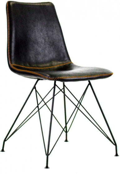 eetkamerstoel 56 x 87 cm kunstleer/staal zwart