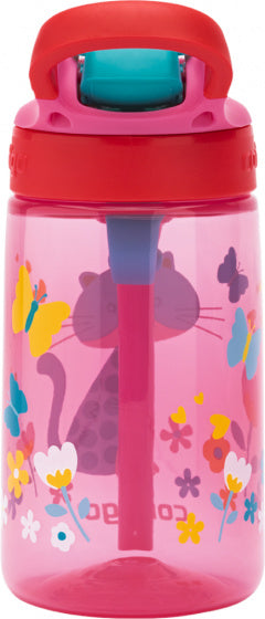 Contigo gizmo flip autospout kinderdrinkfles met rietje, bpa-vrije waterfles - cherry with cat - 420ml