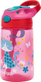 Contigo gizmo flip autospout kinderdrinkfles met rietje, bpa-vrije waterfles - cherry with cat - 420ml